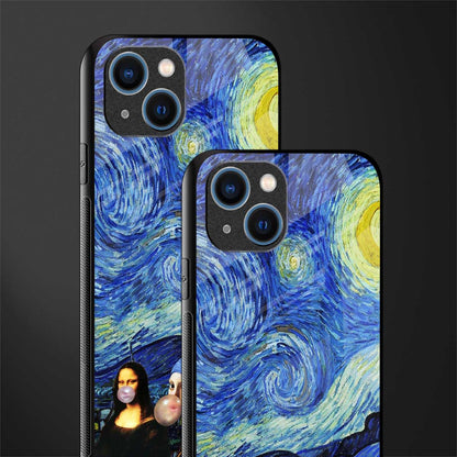 mona lisa starry night glass case for iphone 14 plus image-2