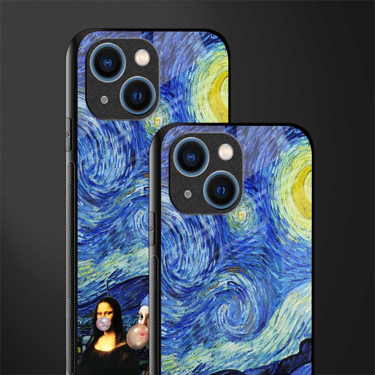 mona lisa starry night glass case for iphone 13 mini image-2