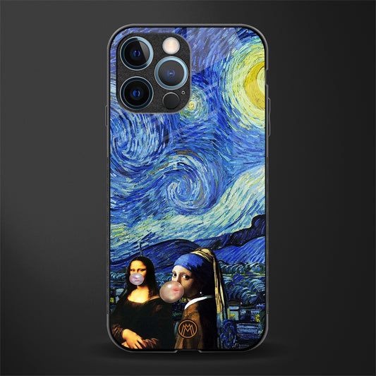 mona lisa starry night glass case for iphone 14 pro image