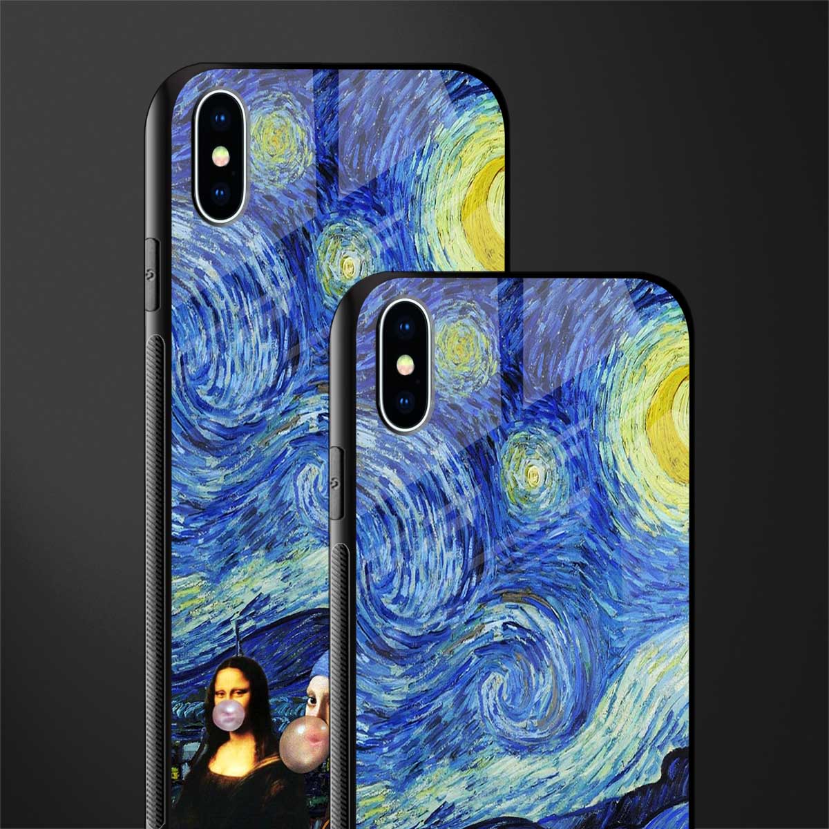 mona lisa starry night glass case for iphone xs max image-2