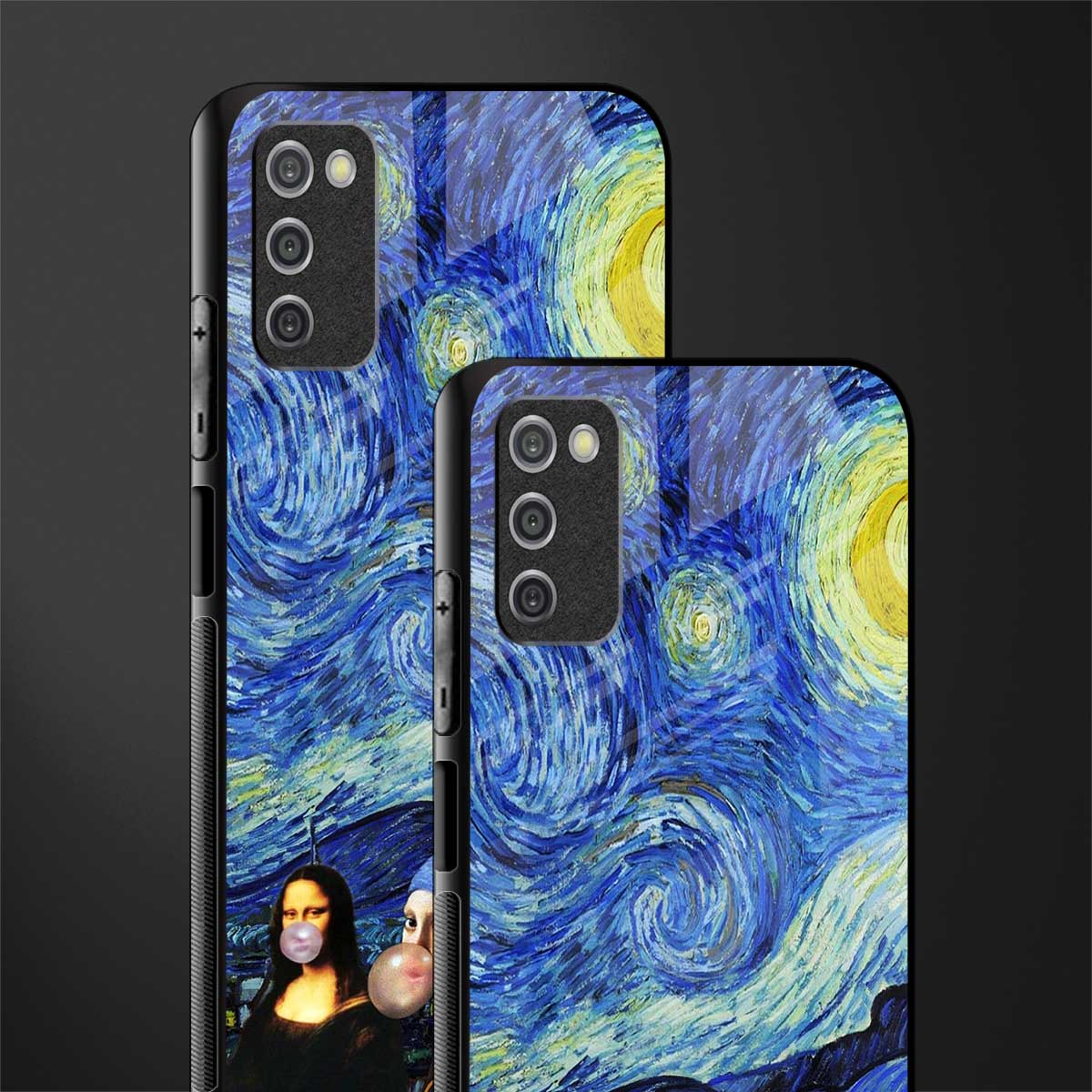 mona lisa starry night glass case for samsung galaxy a03s image-2