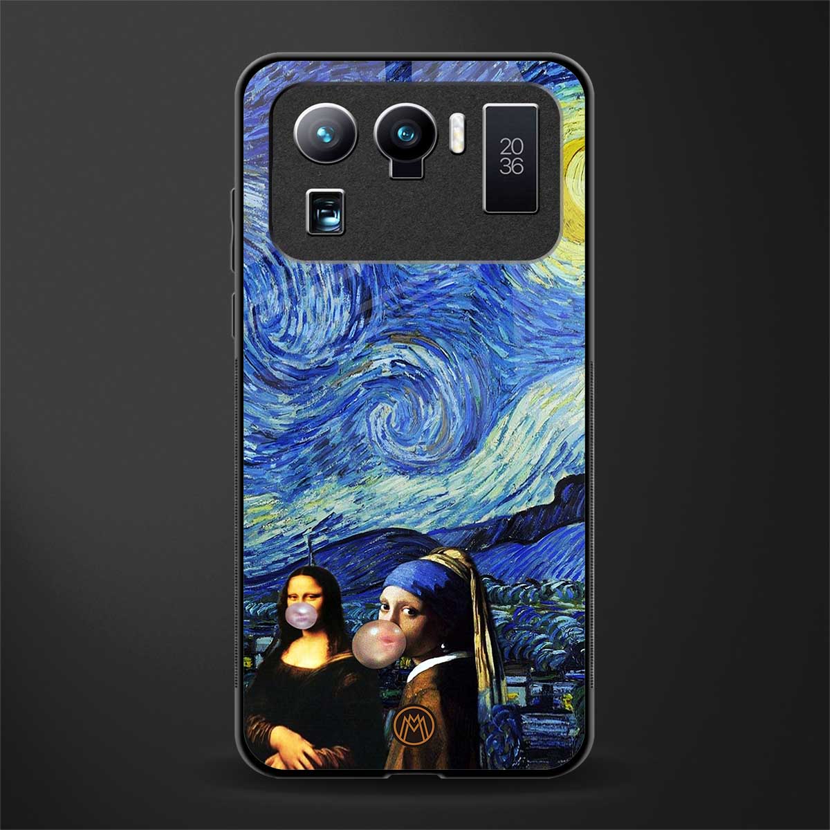 mona lisa starry night glass case for mi 11 ultra 5g image