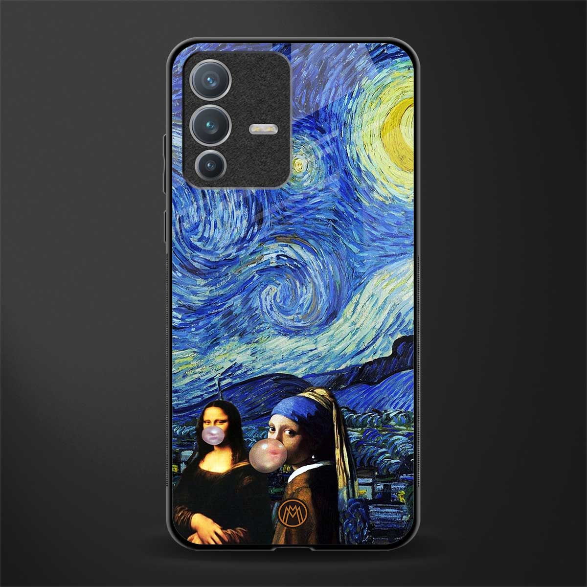 mona lisa starry night glass case for vivo v23 pro 5g image