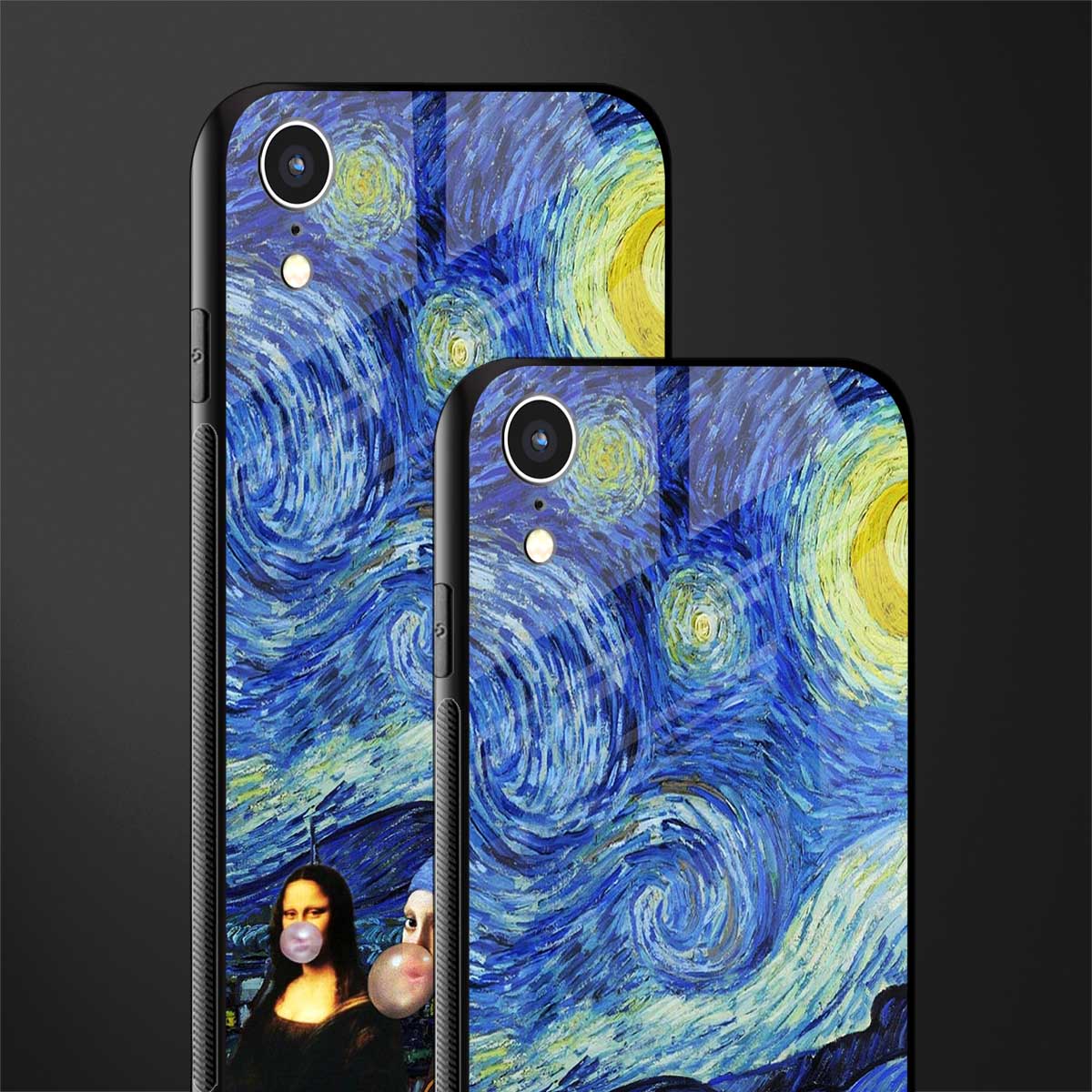 mona lisa starry night glass case for iphone xr image-2