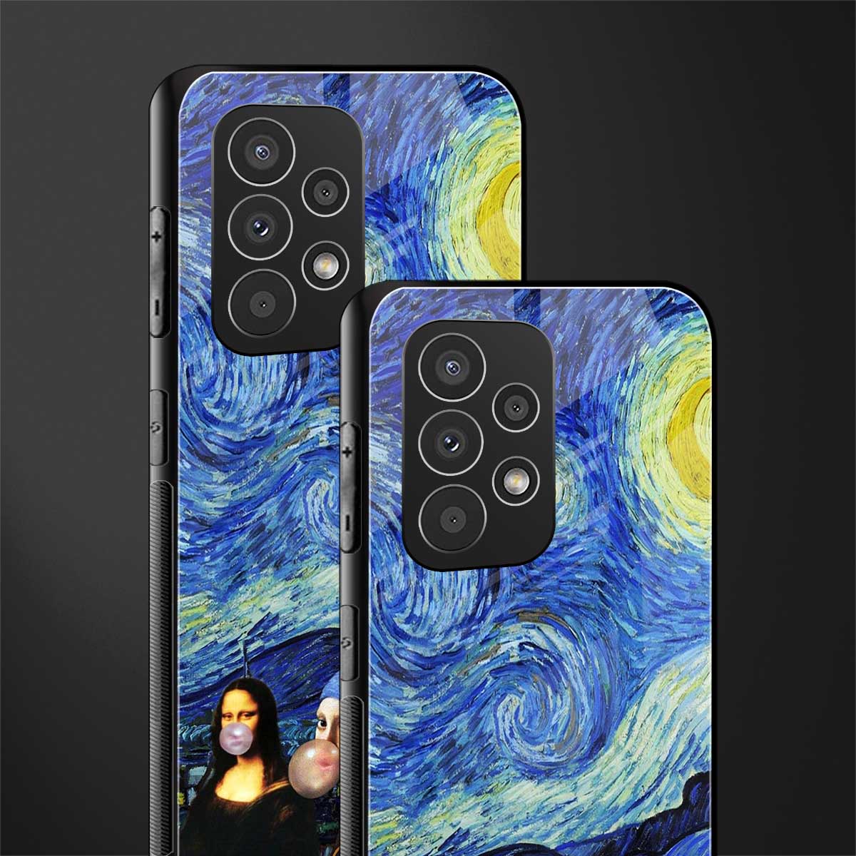 mona lisa starry night back phone cover | glass case for samsung galaxy a23
