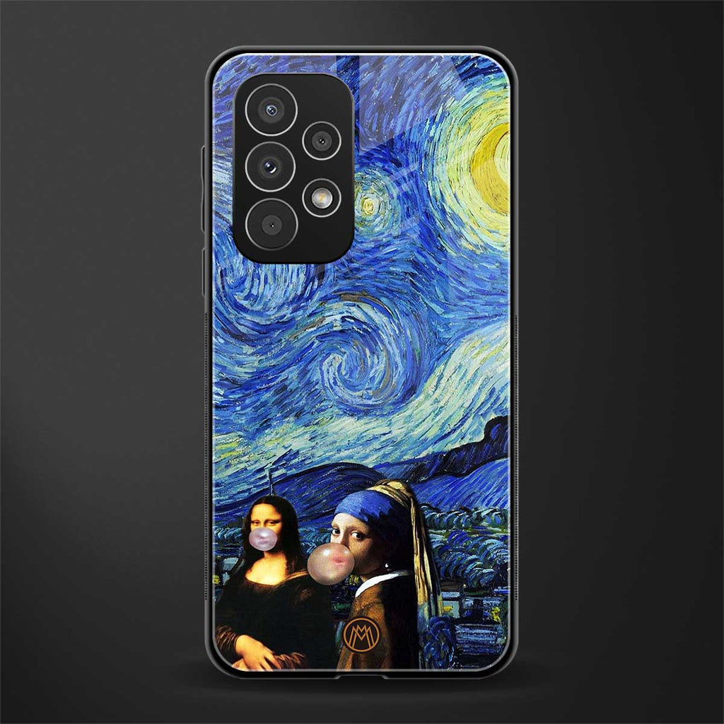 mona lisa starry night back phone cover | glass case for samsung galaxy a23