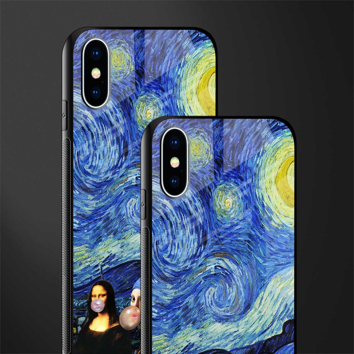 mona lisa starry night glass case for iphone xs image-2