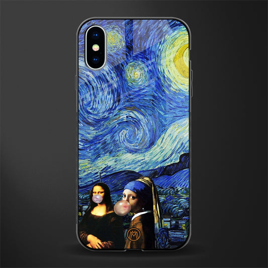 mona lisa starry night glass case for iphone xs image