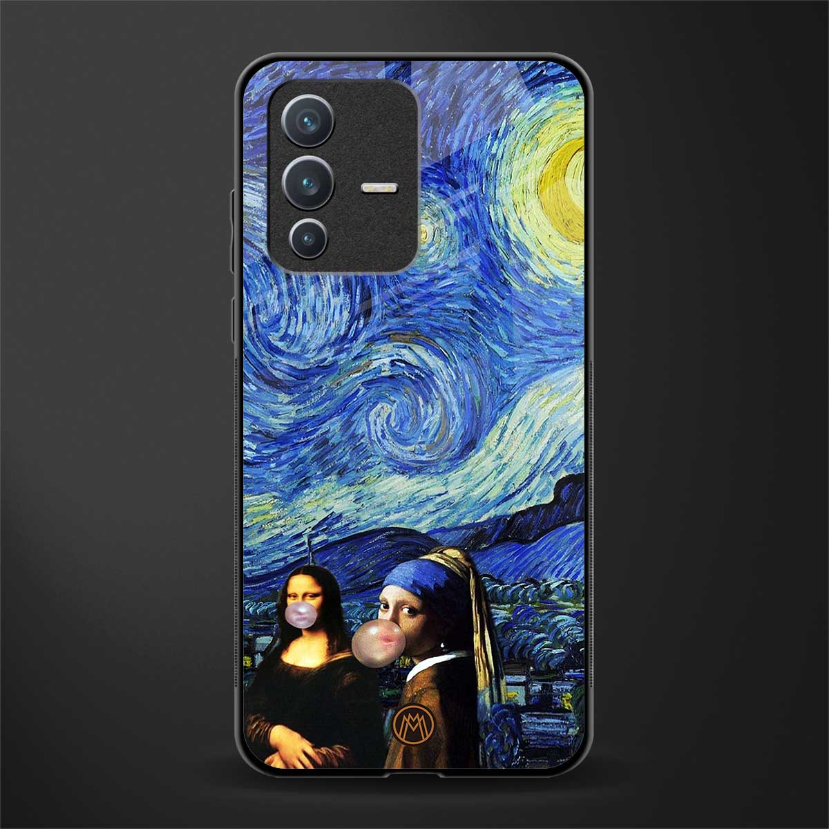 mona lisa starry night glass case for vivo v23 5g image