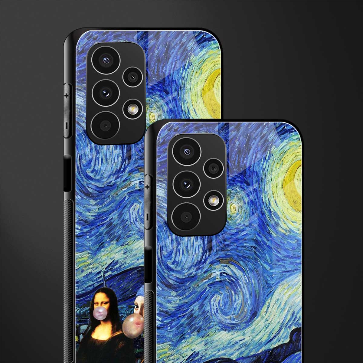 mona lisa starry night back phone cover | glass case for samsung galaxy a13 4g