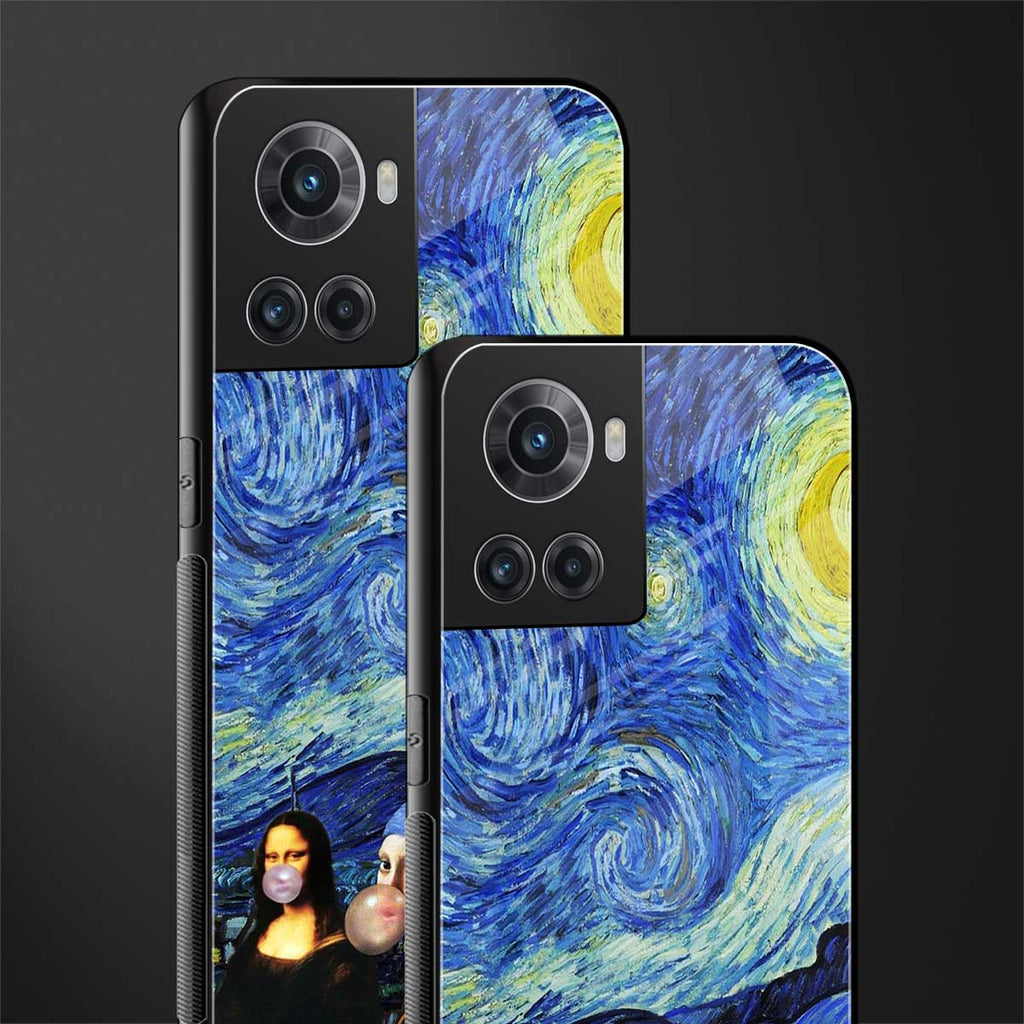mona lisa starry night back phone cover | glass case for oneplus 10r 5g