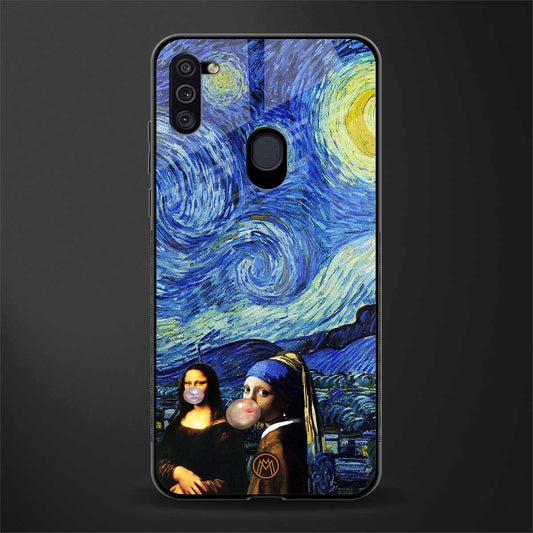 mona lisa starry night glass case for samsung galaxy m11 image