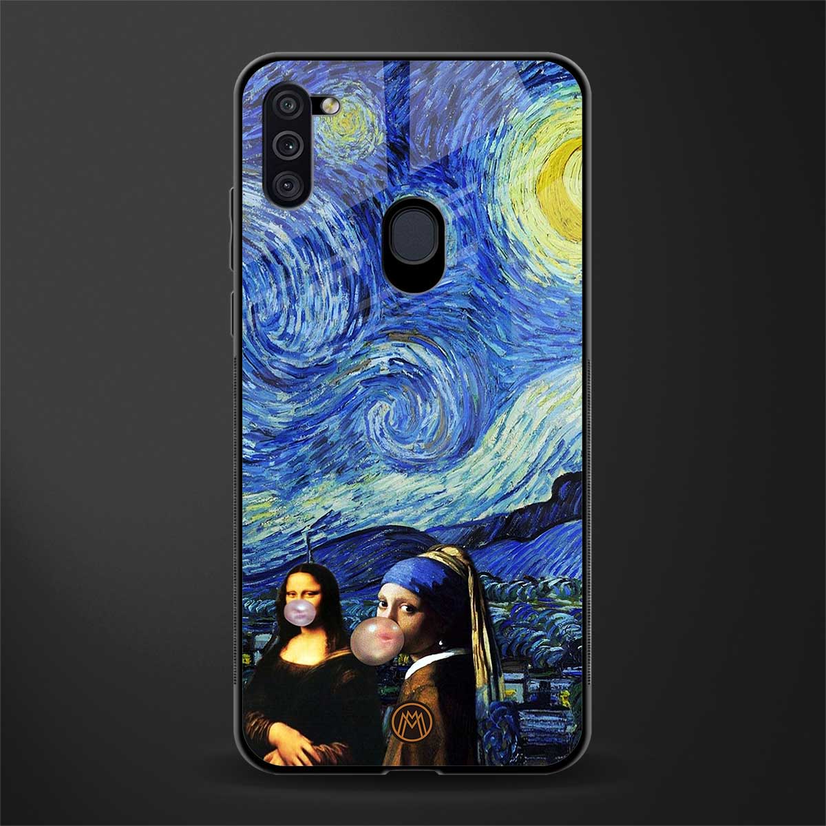 mona lisa starry night glass case for samsung a11 image