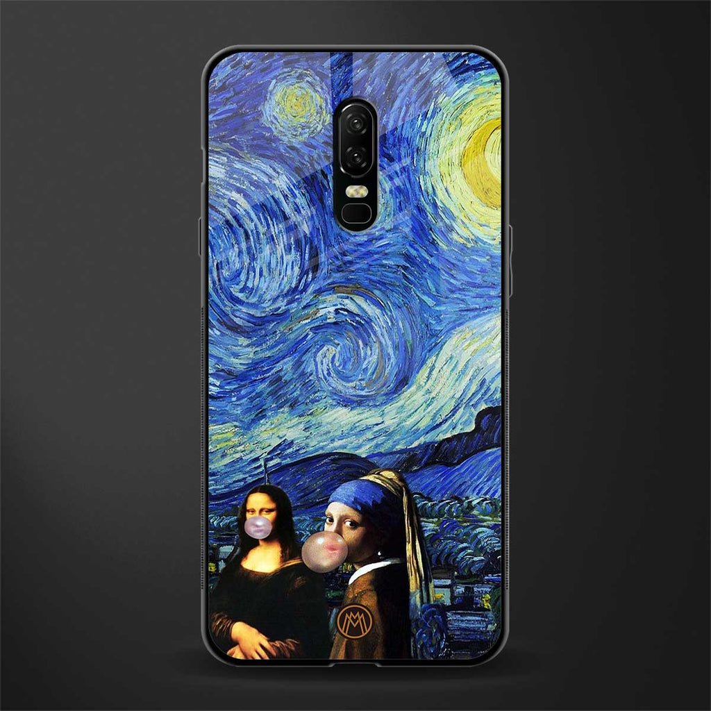 mona lisa starry night glass case for oneplus 6 image