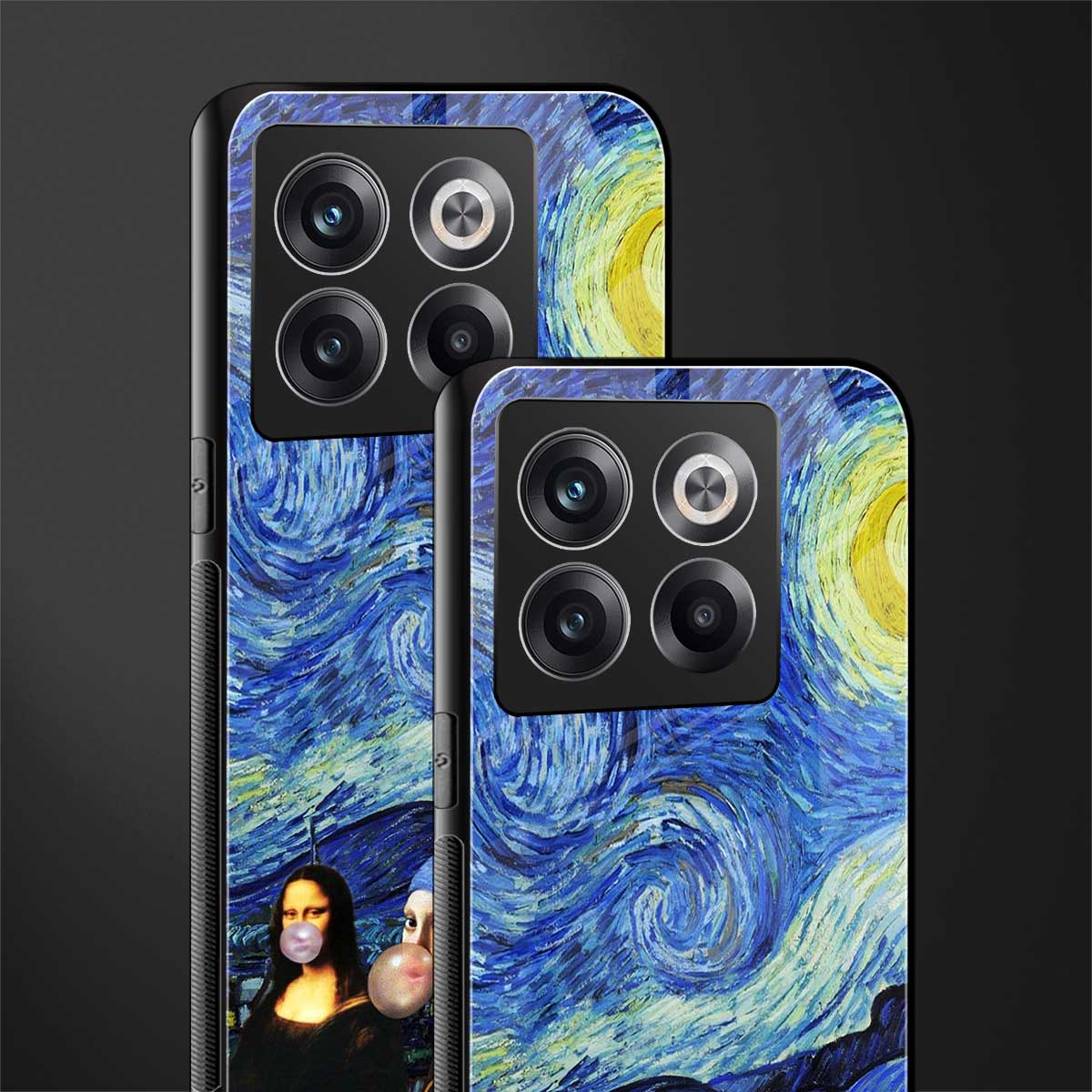 mona lisa starry night back phone cover | glass case for oneplus 10t