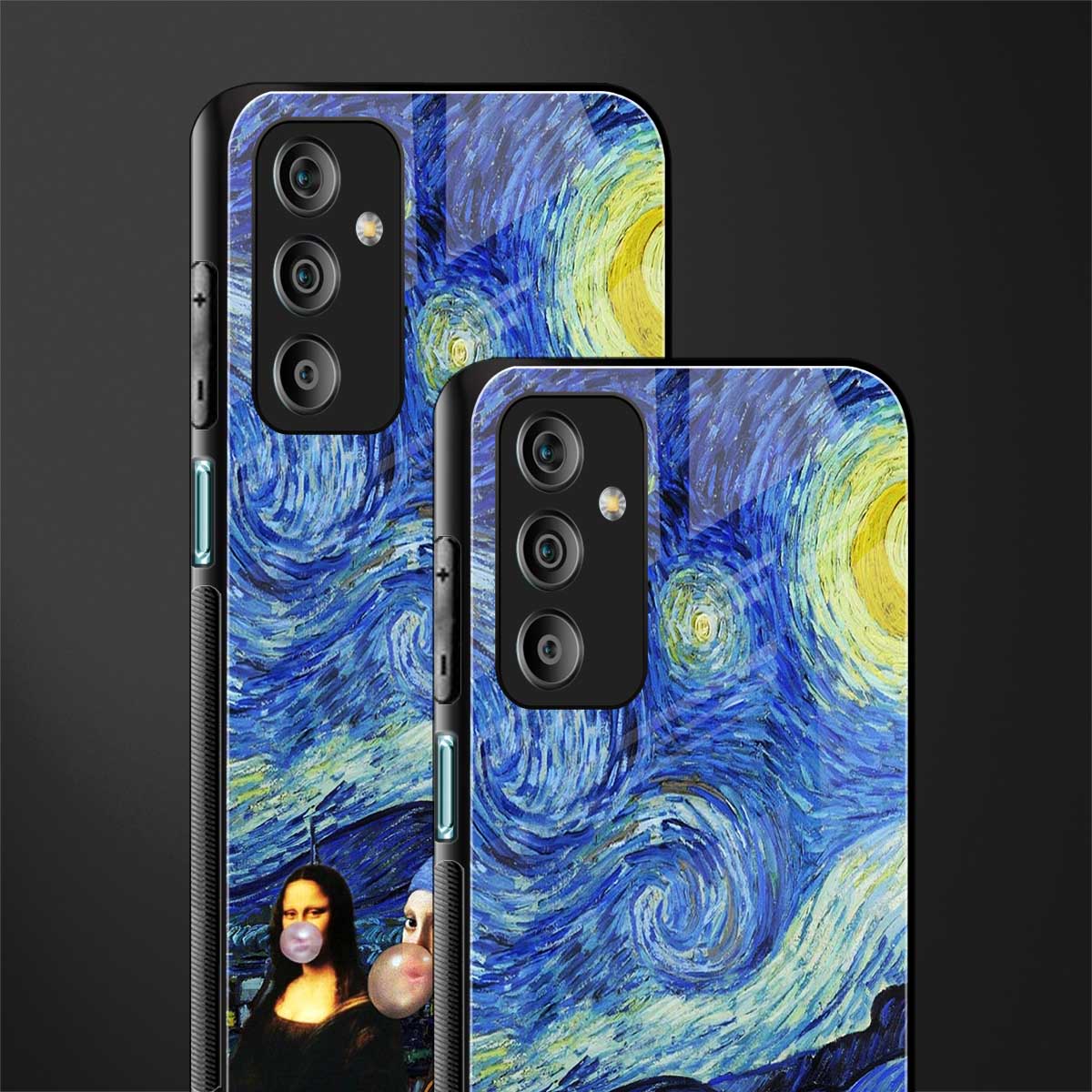mona lisa starry night back phone cover | glass case for samsung galaxy f23 5g