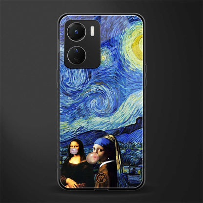 mona lisa starry night back phone cover | glass case for vivo y16