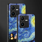 mona lisa starry night back phone cover | glass case for vivo y22