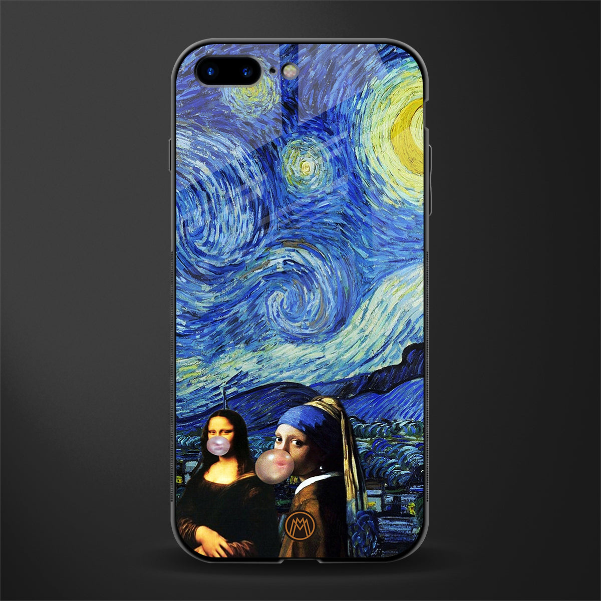 mona lisa starry night glass case for iphone 8 plus image