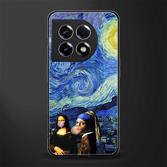 mona lisa starry night back phone cover | glass case for oneplus 11