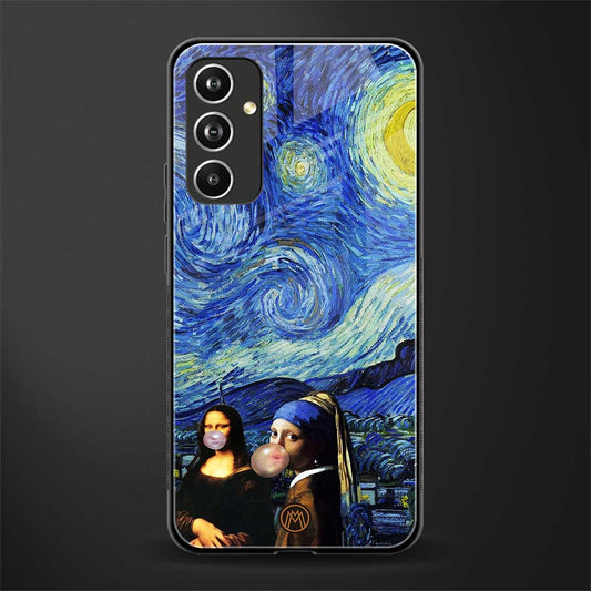 mona lisa starry night back phone cover | glass case for samsung galaxy a54 5g
