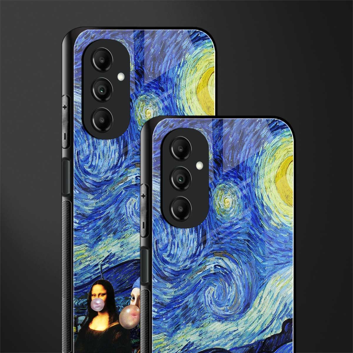 mona lisa starry night back phone cover | glass case for samsung galaxy a14 5g
