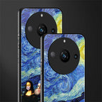 mona lisa starry night back phone cover | glass case for realme 11 pro 5g