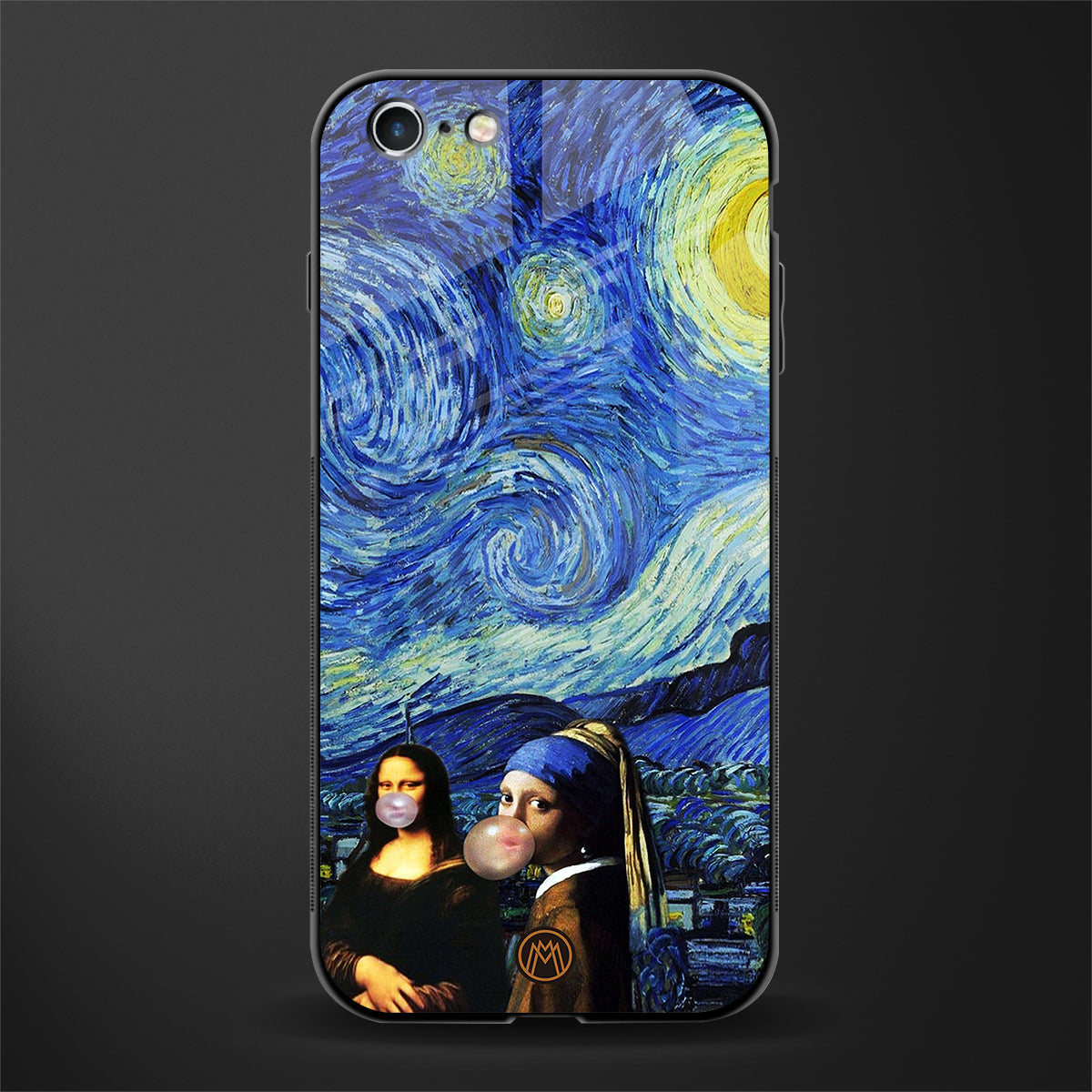 mona lisa starry night glass case for iphone 6 image