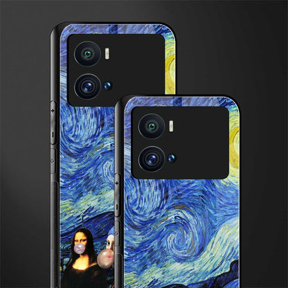 mona lisa starry night back phone cover | glass case for iQOO 9 Pro