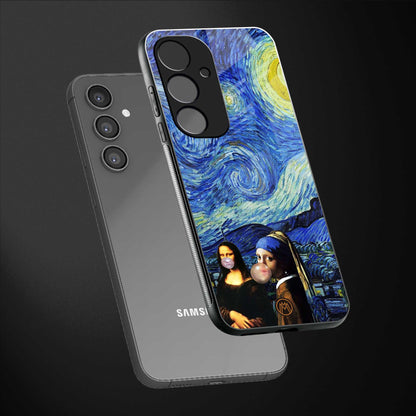 mona lisa starry night back phone cover | glass case for samsung galaxy s23 fe 5g