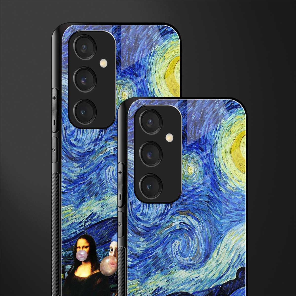 mona lisa starry night back phone cover | glass case for samsung galaxy s23 fe 5g