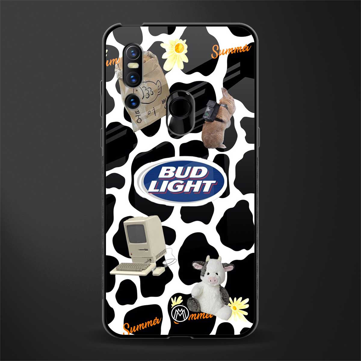 moo moo summer vibes glass case for vivo v15 image