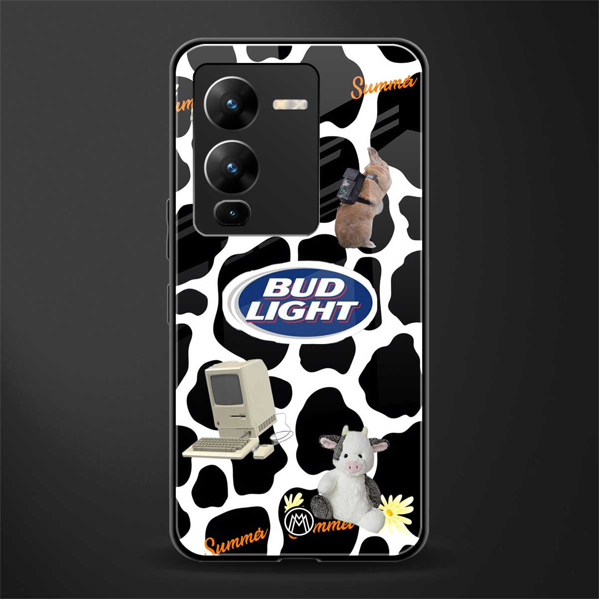 moo moo summer vibes back phone cover | glass case for vivo v25 pro 5g