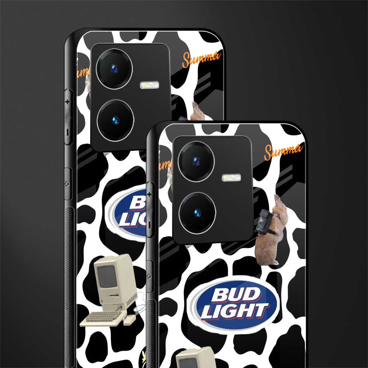 moo moo summer vibes back phone cover | glass case for vivo y22