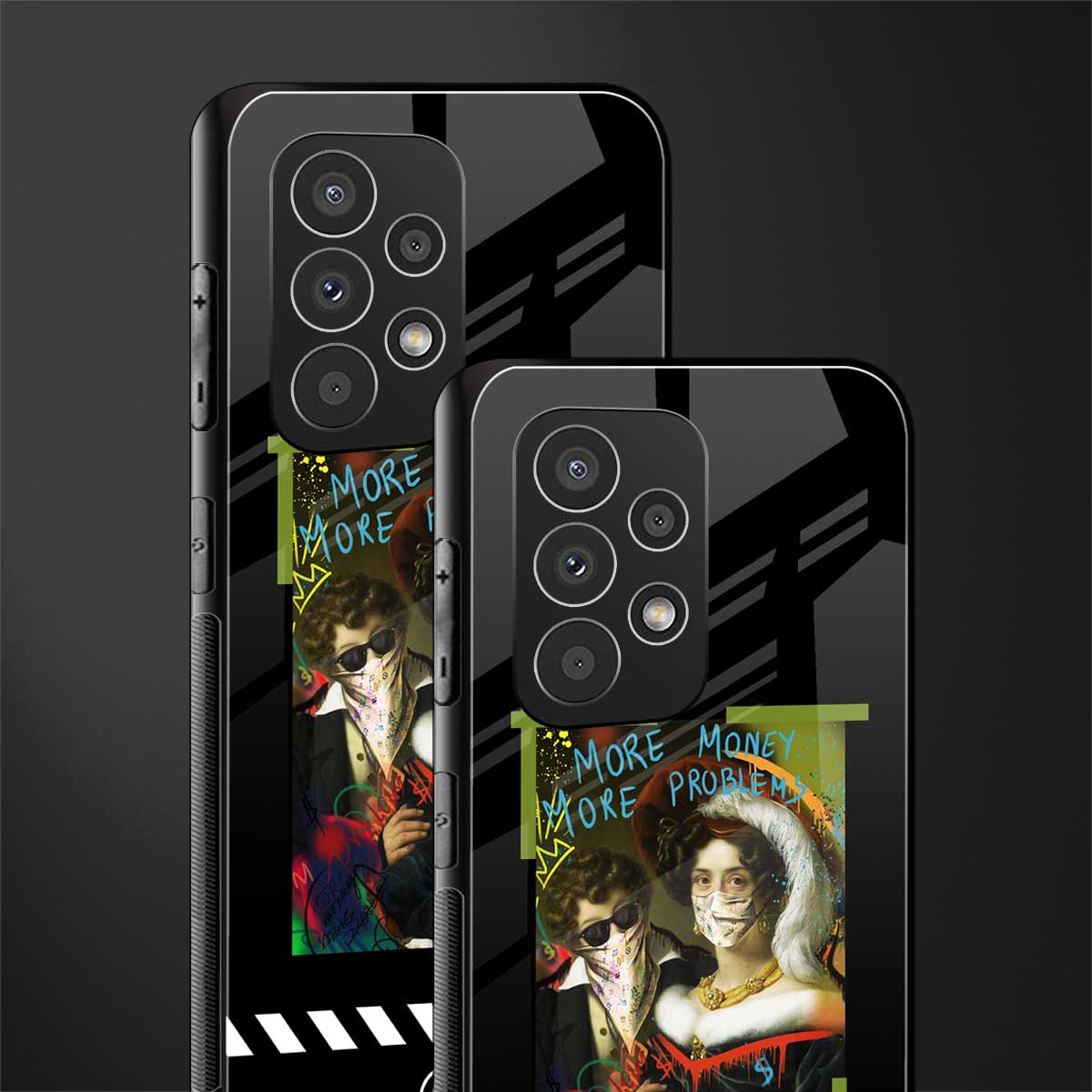 more money more problems back phone cover | glass case for samsung galaxy a73 5g