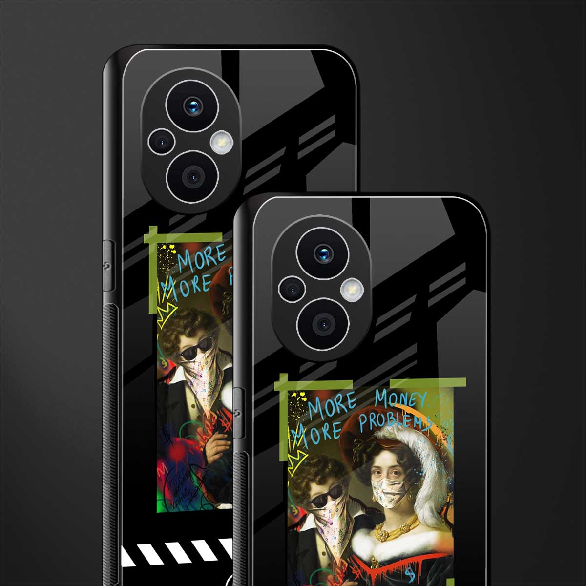 more money more problems back phone cover | glass case for oppo f21 pro 5g
