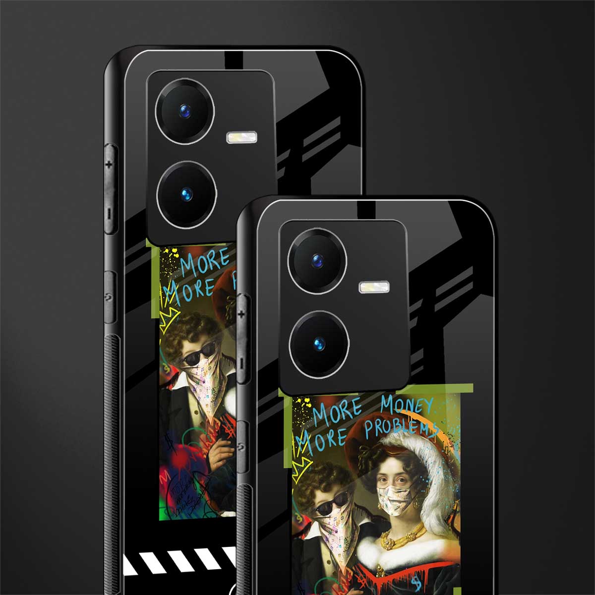more money more problems back phone cover | glass case for vivo y22