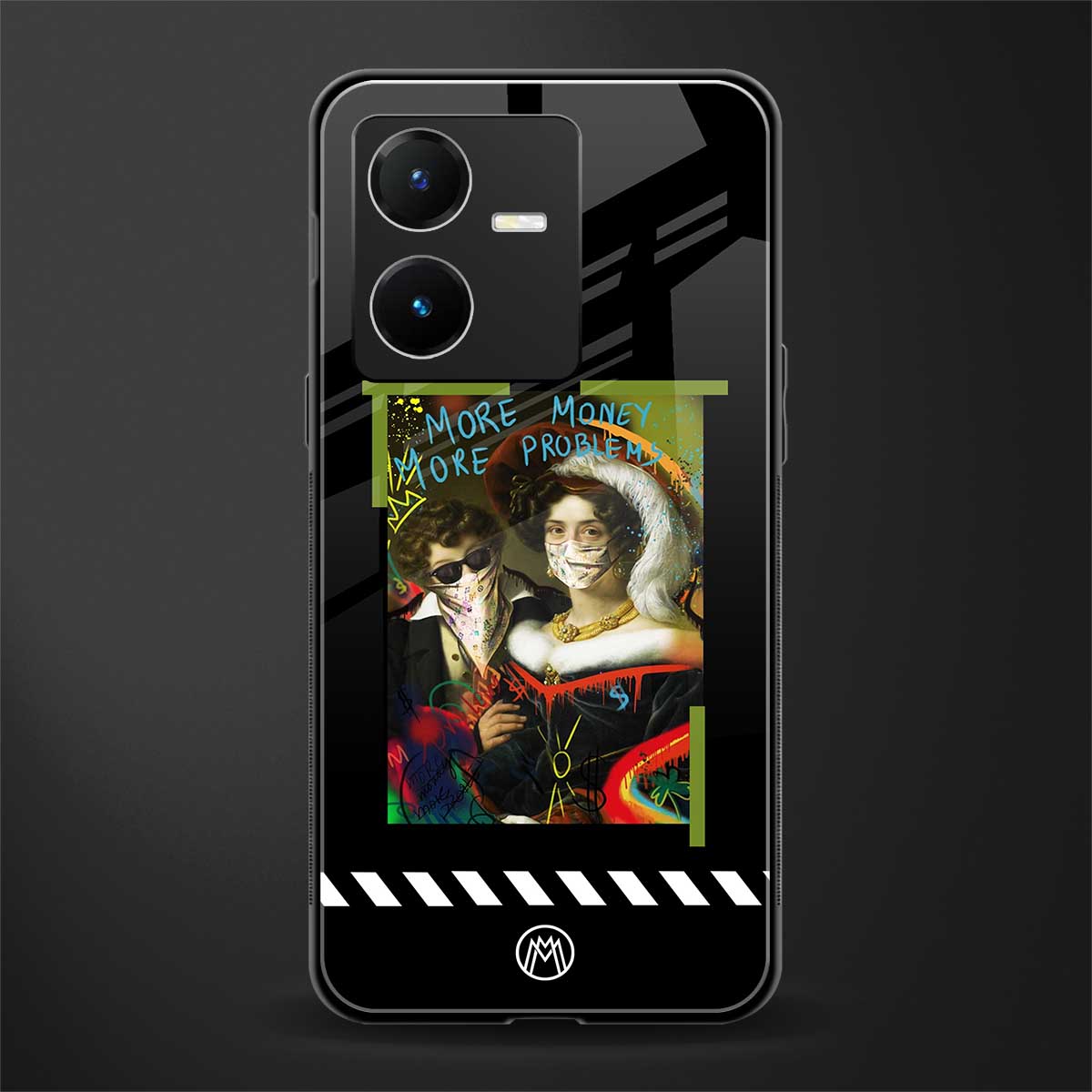 more money more problems back phone cover | glass case for vivo y22