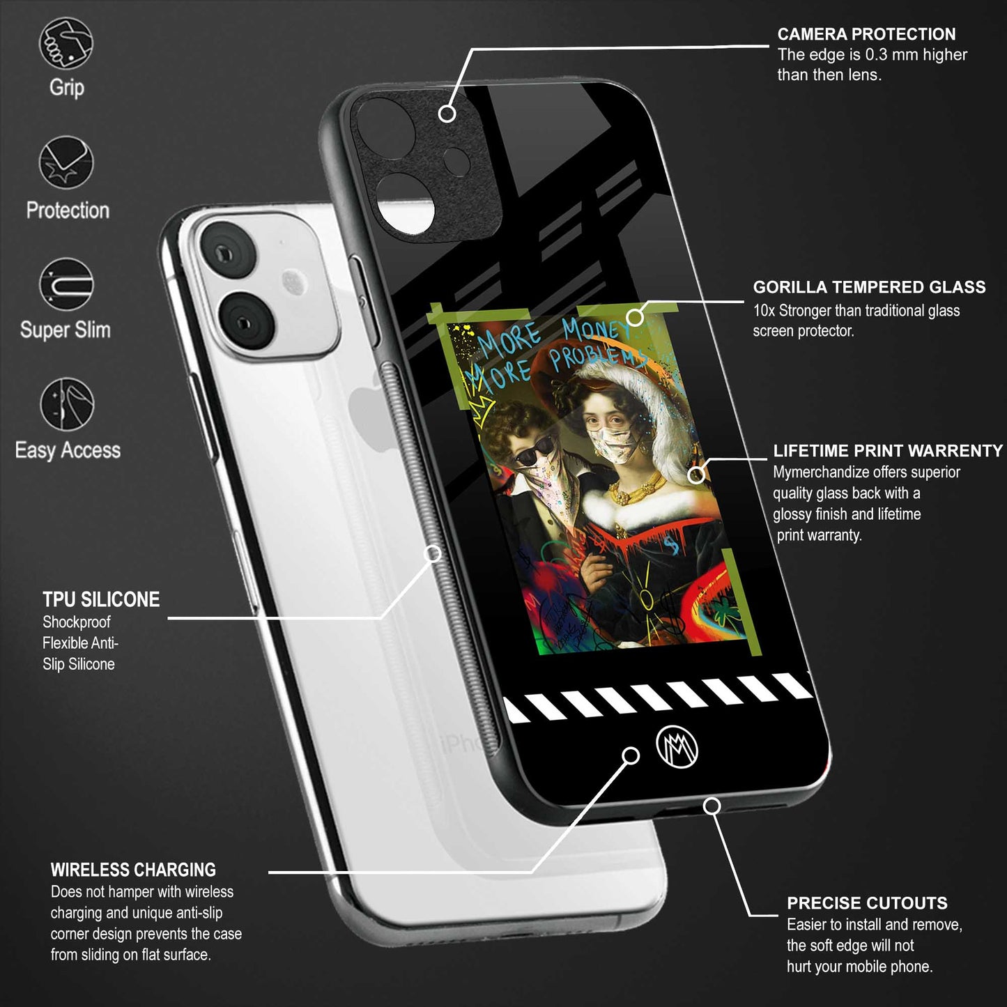 more money more problems glass case for mi a3 redmi a3 image-4