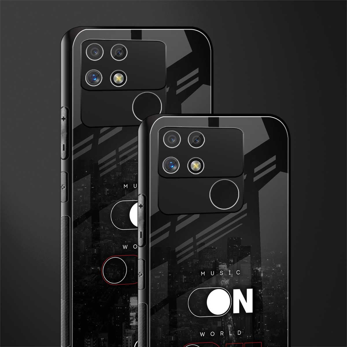 music on world off music back phone cover | glass case for realme narzo 50a