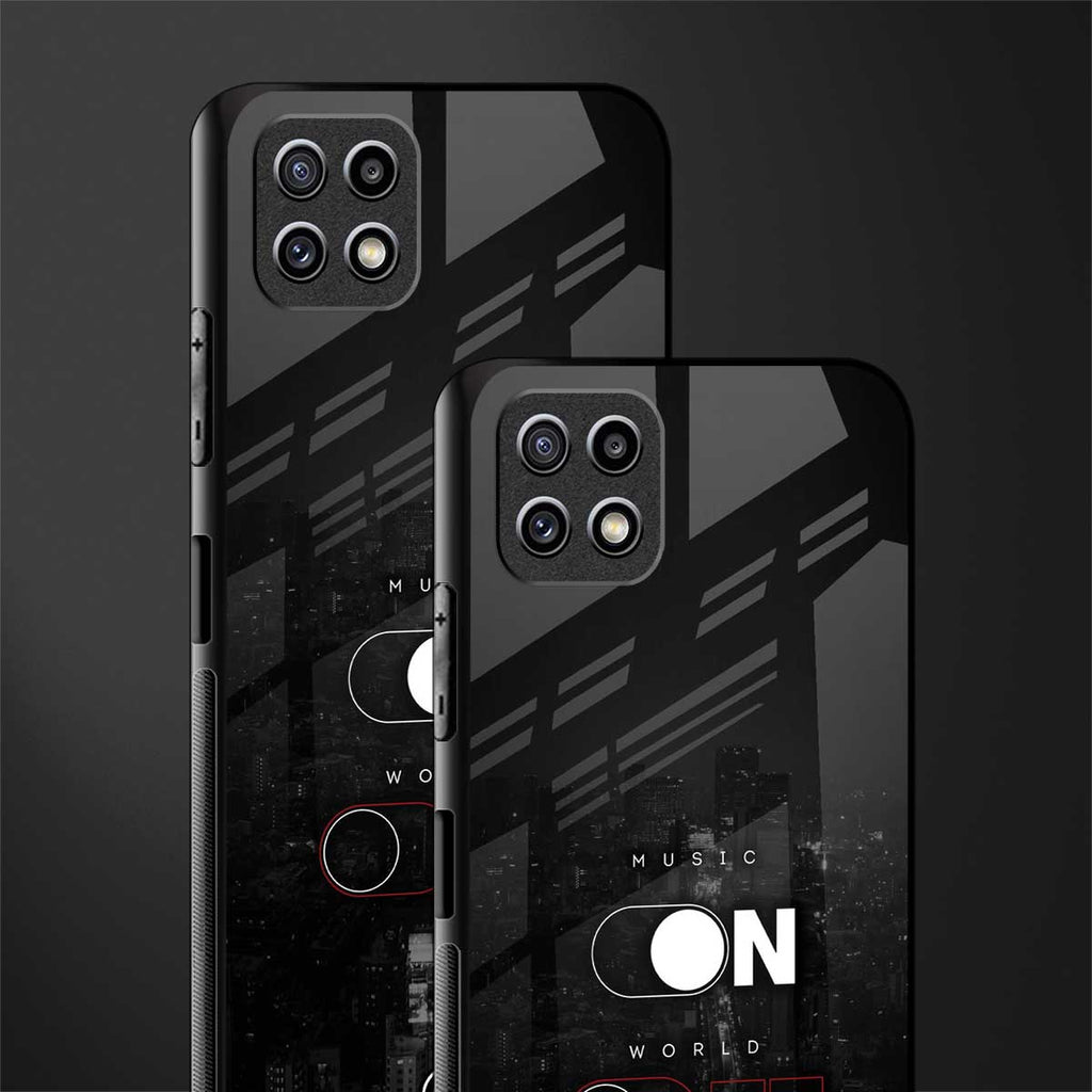 music on world off music back phone cover | glass case for samsung galaxy f42