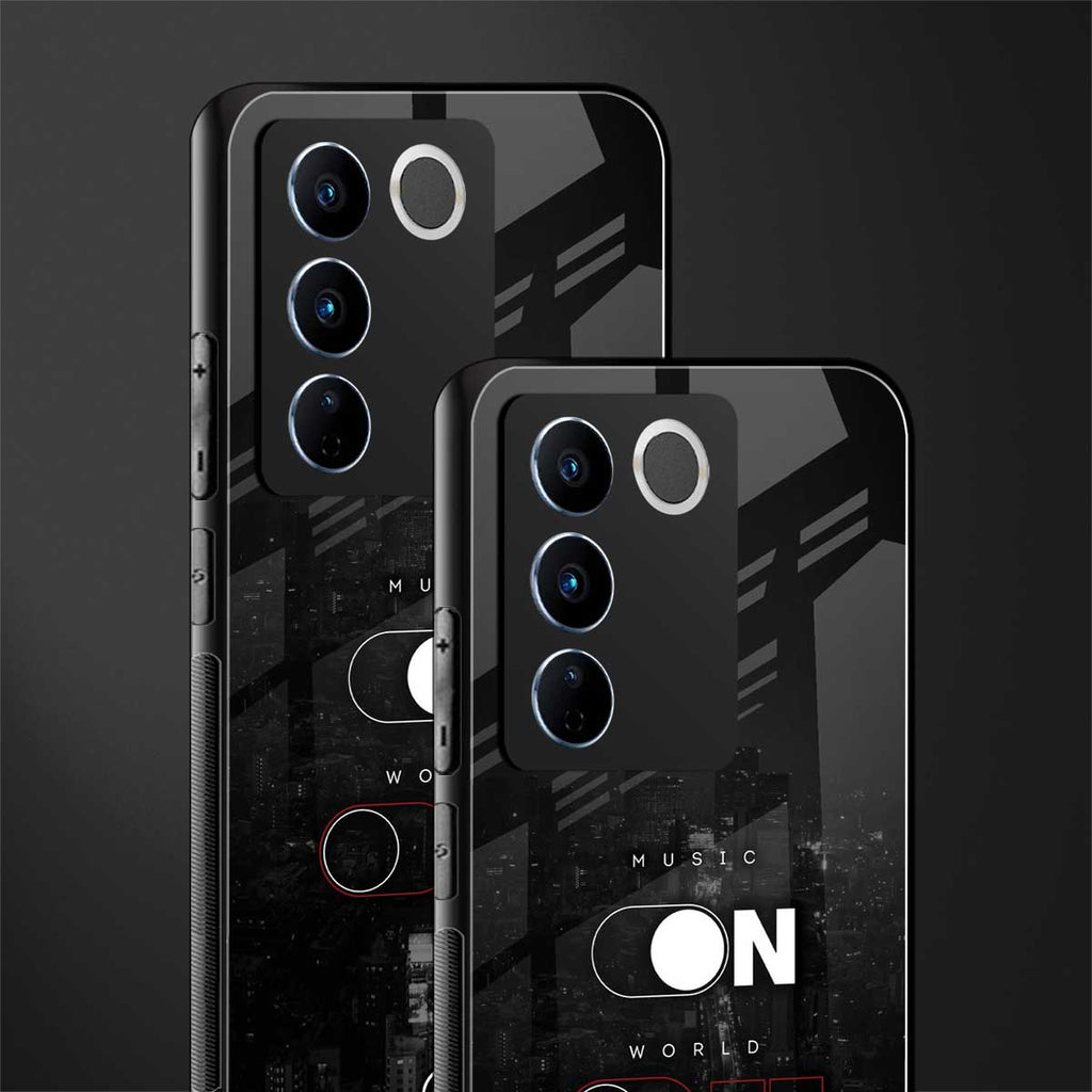 music on world off music back phone cover | glass case for vivo v27 pro 5g