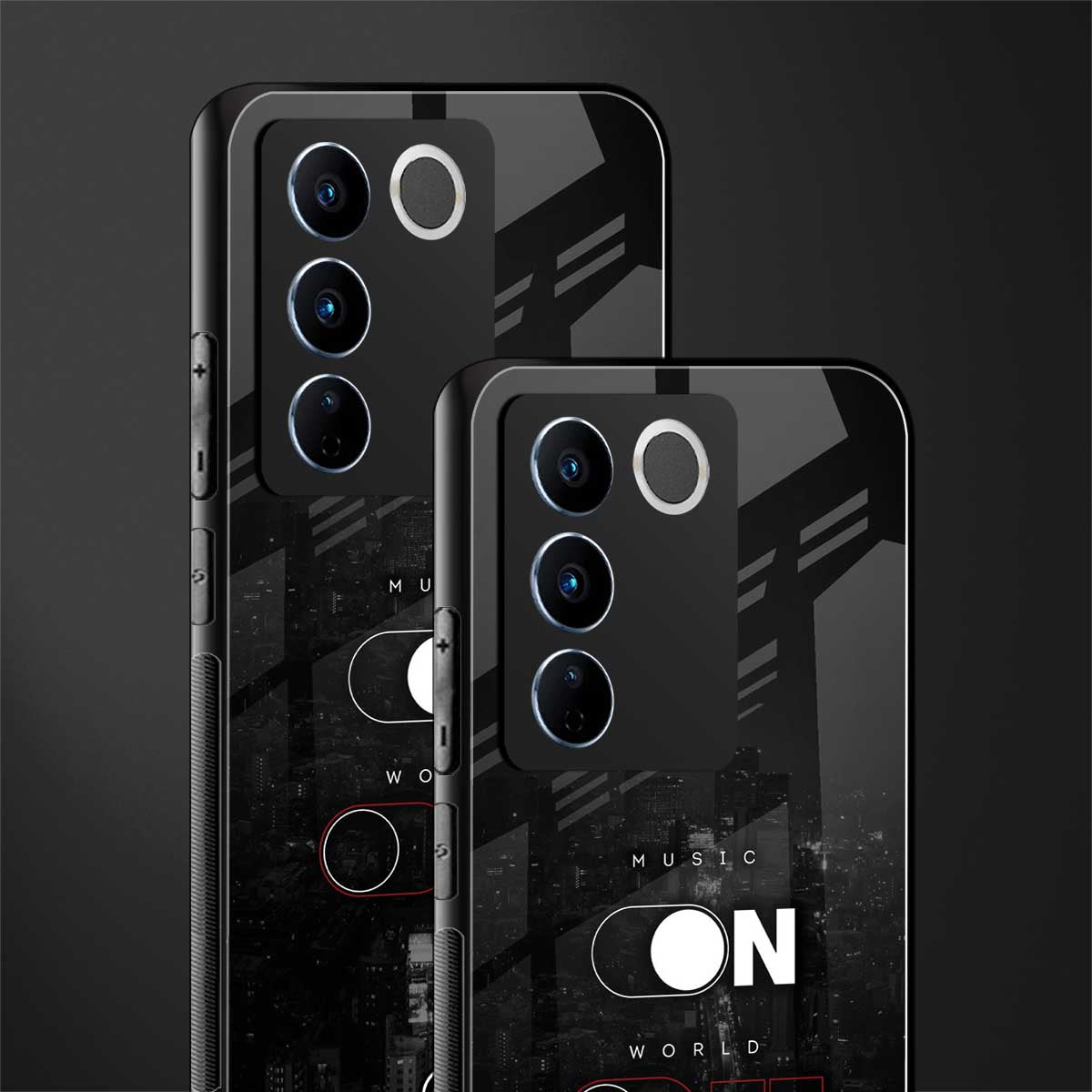 music on world off music back phone cover | glass case for vivo v27 pro 5g