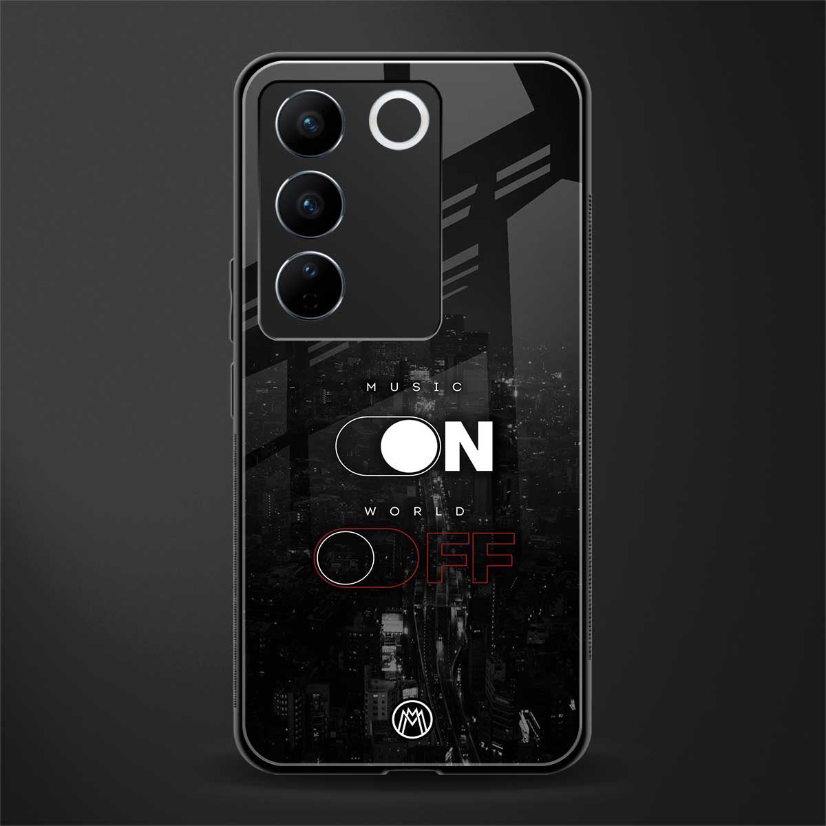 music on world off music back phone cover | glass case for vivo v27 pro 5g