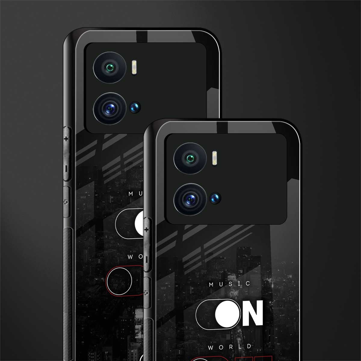 music on world off music back phone cover | glass case for iQOO 9 Pro