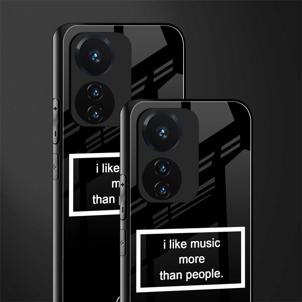music over people black edition back phone cover | glass case for vivo t1 44w 4g