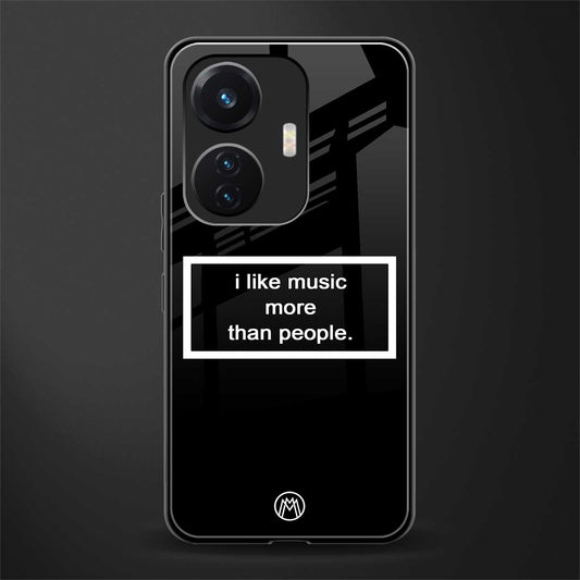 music over people black edition back phone cover | glass case for vivo t1 44w 4g