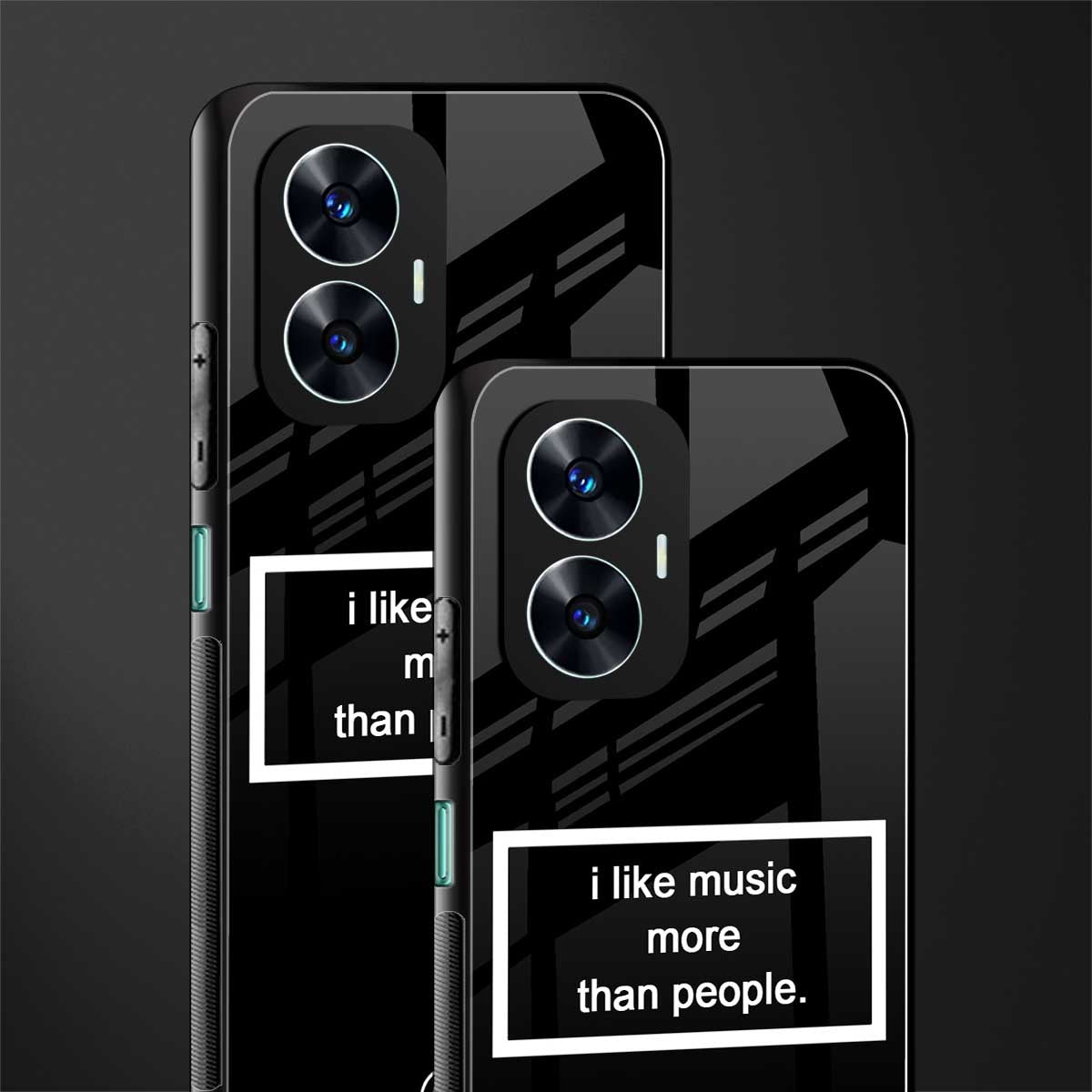 music over people black edition back phone cover | glass case for realme c55