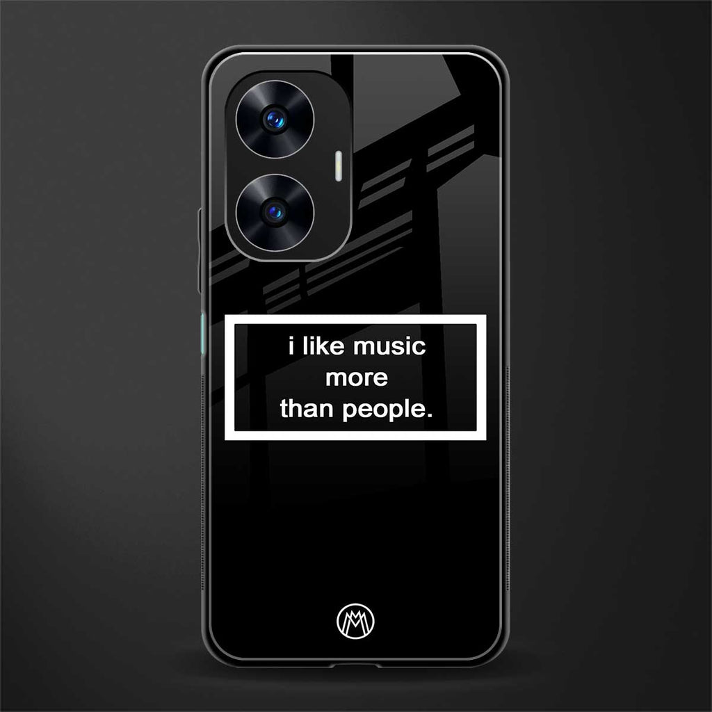 music over people black edition back phone cover | glass case for realme c55