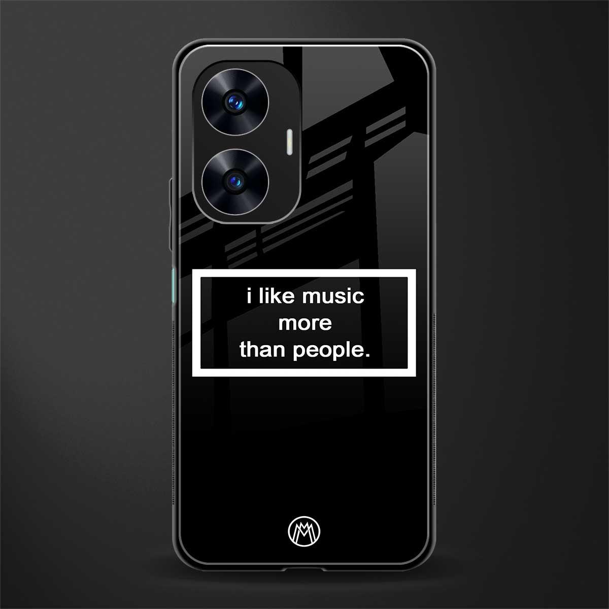 music over people black edition back phone cover | glass case for realme c55